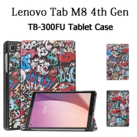 For Lenovo Tab M8 4th Gen Tablet Case Stand Case for Lenovo tab m8 TB-300FU 8.0 inch (2023)Tri-folding PU Leather Cover
