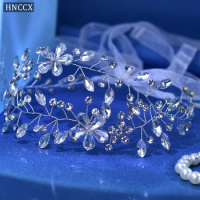HNCCX CP566 Fashion Silver Color Headbands Handmade Crystal Rhinestone Tiaras Hairbands Wedding Hair Accessories