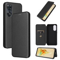 For OPPO Reno 8T 4G Cover Luxury Flip Carbon Fiber Skin Magnetic Adsorption Case For OPPO Reno 8T 4G Phone Bags