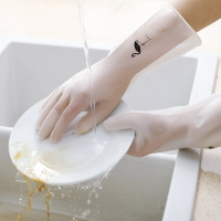 白色洗碗菜皮手套女耐用型橡膠膠皮防水塑膠衣服家用廚房家務手套