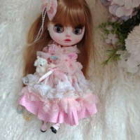 blythe doll dress spring pink skirt set blythe doll clothes 28-30cm OB22 OB24 AZONE Blyth doll accessories dress