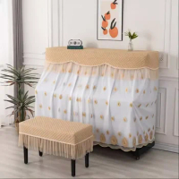 Embroidered Mesh Lace Piano Cover Dust Proof Non Removable Split Curtain Piano Cover Cloth Beautiful Home Piano Full Cover