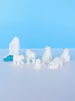 仿真北極熊 迷你冰川北極小動物玩偶場景模型可愛的沙盤擺件