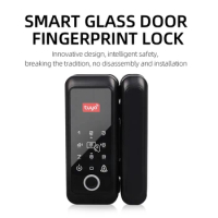 Smart swipe card password free hole wiring single and double door frameless glass fingerprint lock