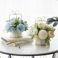 輕奢仿真繡球花玫瑰花擺件客廳桌面墻面裝飾懸掛懸吊假花盆栽絹花