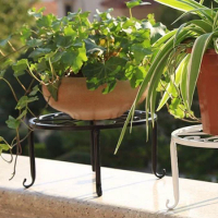 24cm Metal Plant Stand Flower Pot Base Holder Home Garden Indoor Outdoor Flower Plant Display Free Standing Bonsai Holder Stand
