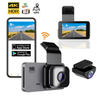 4K 2160P Car DVR WiFi Dash Cam Rear View Camera Vehicle Drive Video Recorder Car Accessories Night Vision Dashcam Black Box GPS