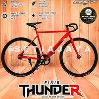 Sepeda Fixie 700C OX7 THUNDER, Frame Alloy, Rem Torpedo, Stang Dropbar, Fixie Full Bike New Red
