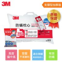【3M】 防蹣枕心-支撐型(加厚版) +保潔墊枕套 超值組
