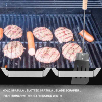 Bbq Meat Hooks Stainless Steel Non-stick Save Space Heat-resistant Durable Backing Tool Grill Pan Shovel 40g Baking Tray Holder