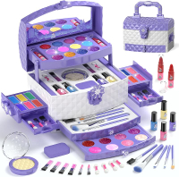 Perryhome kids makeup set for girl 56 PCs washable real cosmetic non-toxic Frozen toys toddler makeu