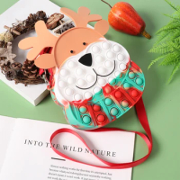 New Fidget Toys Cute Christmas Elk Pop Dimple Messenger Bag Popit Press Bag Push Pop it Bubble Toy Wallet Xmas Gift