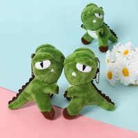 台灣現貨-絨毛玩具玩偶 Q版小恐龍吊飾 綠恐龍 包包吊飾配件 背包掛件 揹包掛飾 可愛動物吊飾 填充娃娃玩具 鑰匙圈