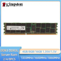 2/4/8PCS Kingston DDR3 DDR3L 8GB 16GB 1866MHz 1600MHz 1333MHz ECC REG 2RX4 PC3-12800R Server Memory