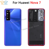 For Huawei Nova 7 Battery Cover Glass Back Housing Door For Huawei nova7 nova 7 Back Battery Cover + Camera Lens Replacement