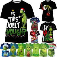 เสื้อยืดฤดูร้อน พิมพ์ลาย Grinch 3D ดีไซน์ตลก สำหรับผู้ชายและผู้หญิง ภาพยนตร์แปลกใหม่ วิธีการขโมยคริส