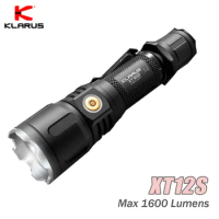 KLARUS XT12S CREE XPH35 HI D4 1600LM beam throw 402 meter rechargeable led flashlight LED outdoor torch + 3600mAh battery