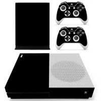 Pure Black Color Skin Sticker Decal Cover for Xbox One S Slim Console and 2 Controllers skins Vinyl