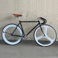 700C Fixed Gear Bike FIXIE Bike Racing 52CM Single Speed Steel Frame Curved Handle Spokes Wheel With Dog Mouth Foot Pedal