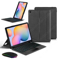 Smart Bluetooth-compatible Keyboard For Samsung Galaxy Tab S6 Lite 10.4 inch Tablet Case Backlit Trackpad Split Cover Teclado