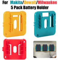 5PCS Battery Holder Storage Rack for Makita/Dewalt/Milwaukee14.4V 18V Li-ion Battery,Wall Mount Battery Dock for Makita
