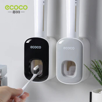ECOCO Automatic Toothpaste Dispenser Dust Proof Toothbrush Holder Wall Mounted Home Squeezer Bathroom Accessories Organizer New