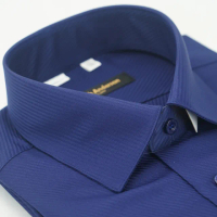 【金安德森】深藍色吸排斜紋窄版長袖襯衫