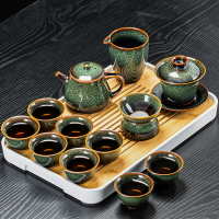 窯變茶具套裝家用陶瓷功夫茶杯小套簡約兔毫天目建盞茶壺蓋碗整套