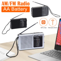 AM/FM Radio Telescopic Antenna Full-wave Band Rechargeable Multifunctional Mini Radios AA Battery Powered Built-in Speaker