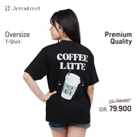 Aerostreet T Shirt Oversize Coffee Latte Black Woman T-shirt Kaos 1CA01 M