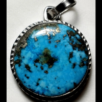 Liontin Batu Akik Natural Pirus Persia Iran Biru Fancy Motif Antik 2