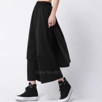 Women Japanese Style Kimono Haori Loose Harajuku Pants Black Fashion Leisure Trousers Cool Hip Hop Streetwear Samurai Costume