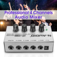 MX400 Audio Mixer Ultra Compact Sound Low Noise With Power Adapter Mini 4 Channel DJ Karaoke Audio Mixer Headphone Amplifier