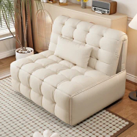 Smart Electric Retractable Sofa Bed Foldable Dual-Use Napa Leather Single Multi-Function