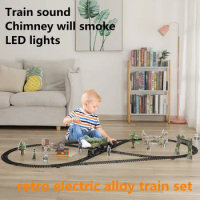 Simulation Electric Track Train Set Metal Alloy Train Classical Model Toy High-Speed Rail Train With Smokes/ Lights / Sound