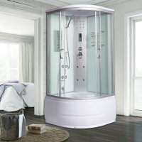 沐浴房整體淋浴房弧扇形浴室洗澡間家用隔斷封閉式一體式鋼化玻璃