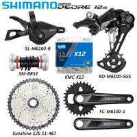SHIMANO DEORE M6100 Groupset 1X12 Speed Shifter Rear Derailleurs FC-M6100-1 Crankset KMC X12 Chain Cassette for MTB Bike Parts