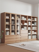 書架 書櫃 書桌 防塵書櫃落地靠墻家用客廳櫃子儲物櫃多層收納櫃實木色置物架書架