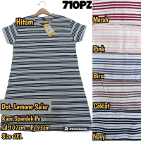 Dress Lemone Salur Spandex Jumbo / Daster Kaos Midi Xxl