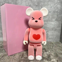 2022 Bearbrick 400% 28cm Latest Flocking Love Tabletop Ornament Teddy Bear Pink Cute Toy Ornament