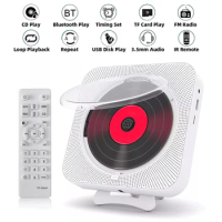 Portable CD Player Bluetooth Speaker Stereo CD Players LED Screen Wall Mountable CD Music Player with IR Remote Control FM New
