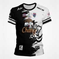 Thai Changze Jersey 3D Printed Short Sleeved T-shirt with Thai Logo, 3D Printed Elephant Not to Fly,