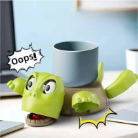 Coaster Penyu Lucu Comel, Bercetak 3D, dengan Mata Google, Anggota Kreatif, Tikar Terbuka, Hiasan Pe