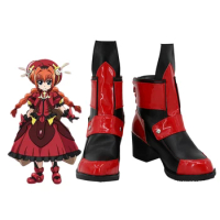 Magical Girl Lyrical Nanoha Vita Cosplay Boots Black Shoes Custom Made for Unisex