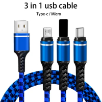 Usb Cable For Samsung S21 Note20 S9 Xiaomi 3 In 1 Multi Charge Cord For Huawei P30 Mate20 New Micro Type-c Usb Cable For Android
