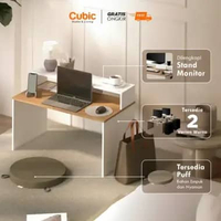 Cubic Meja Komputer Rumah / Meja Kerja Lesehan Minimalis / YAGI LT 81 Sonoma Brown