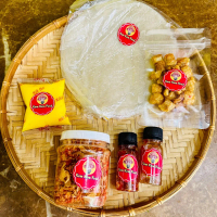 Combo 6 Món Bánh Tráng Phơi Sương + Muối Tép Hành Phi + Bơ Béo + Sốt Tắc + Ớt Rim  kèm Tốp Mỡ Gòn Rụ