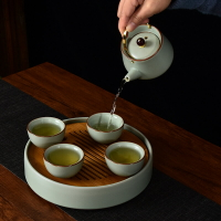 茶盤 陶瓷汝窯茶具茶盤套裝家用小套高檔旅行茶具裝客廳辦公室會客