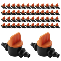 50Pcs 1/4Inch Pipe Mini Valve 4/7Mm Hose Controller Barbed Adapter Agriculture Drip Irrigation Watering System Fitting