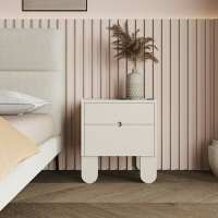 北歐風奶白色床頭櫃網紅ins風水漆純色雙層收納櫃法式臥室床邊櫃